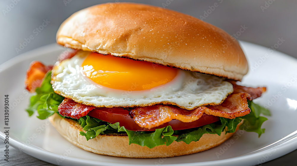 Close-up of a Delicious Bacon and Egg Sandwich Close-up of a Delicious Bacon and Egg Sandwich