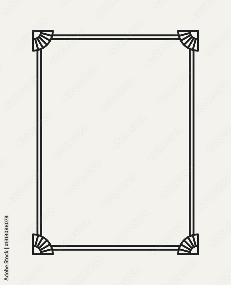 Simple outline frame. Thin border with double stroke. Beautiful decorative edge with geometric shape. Design element for certificate or diploma. Linear vector illustration isolated on background Simple outline frame. Thin border with double stroke. Beautiful decorative edge with geometric shape. Design element for certificate or diploma. Linear vector illustration isolated on background