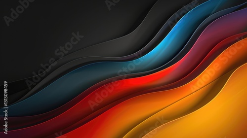 Obraz na płótnie Abstract wavy design featuring vibrant colors like blue, red, and orange on a dark background, suitable for digital art w salonie