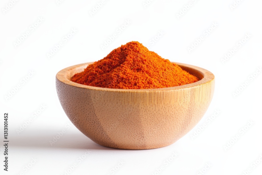 Paprika powder in a wooden bowl Paprika powder in a wooden bowl