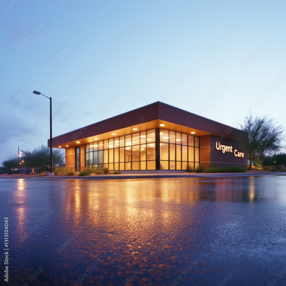 Urgent care building at dusk Urgent care building at dusk