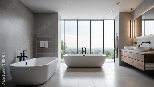 Modern Bathroom  Panoramic View  Interior Design