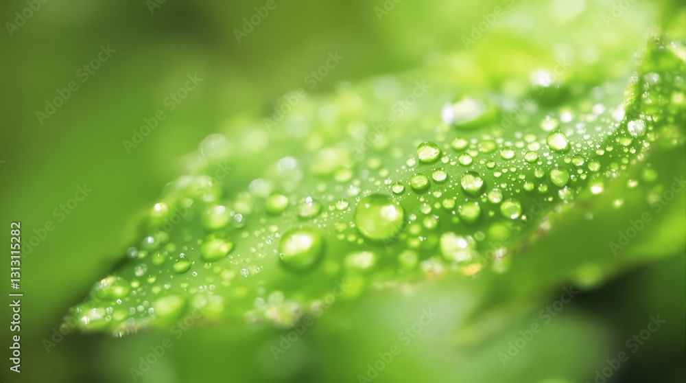 Close-up of Dew on Fresh Green Leaves Close-up of Dew on Fresh Green Leaves