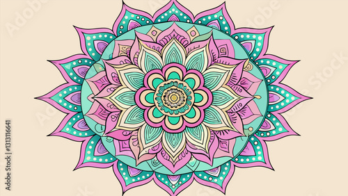 Utilizing the theutic effects of coloring intricate mandala patterns in a calming coloring book. Vector illustration