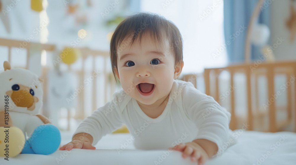 Happy Baby Crawling Adorable Infant Child Development Happy Baby Crawling Adorable Infant Child Development