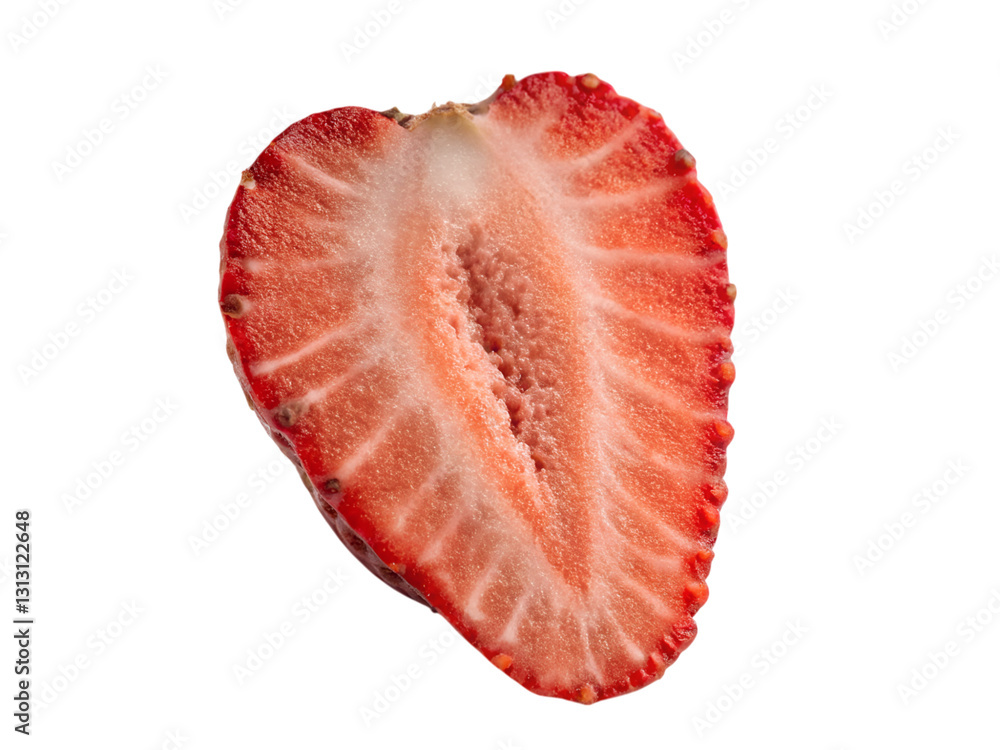 Balanced upright freeze-dried strawberry slice culinary delight minimalist presentation, isolated on white or transparent background Balanced upright freeze-dried strawberry slice culinary delight minimalist presentation, isolated on white or transparent background