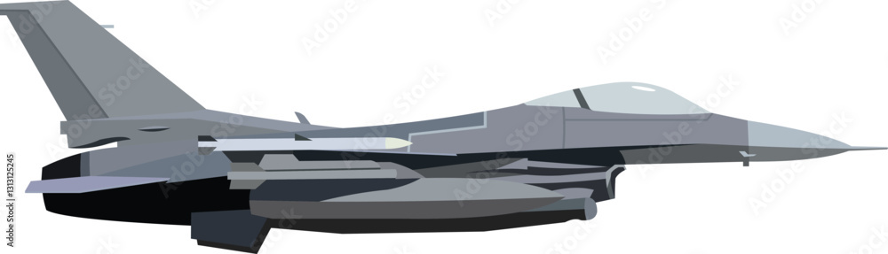 Fototapeta premium vector image, white gray fighter jet