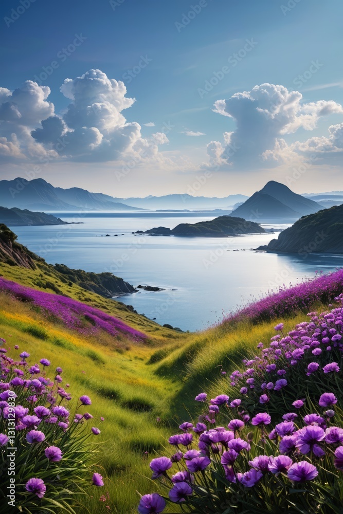 Naklejka premium a field of purple flowers