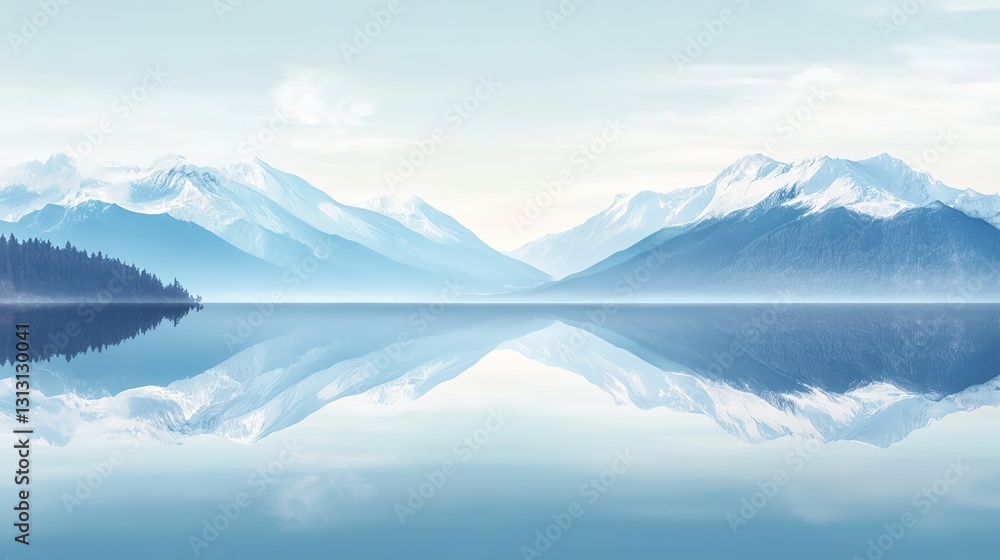Beautiful reflection of majestic mountains mirrored perfectly in the tranquil waters of a serene lake, capturing the essence of natural harmony and peacefulness. Beautiful reflection of majestic mountains mirrored perfectly in the tranquil waters of a serene lake, capturing the essence of natural harmony and peacefulness.