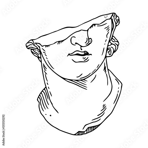 broken statue head vector illustration