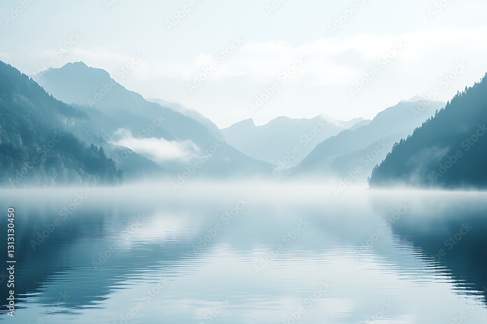 Misty Mountain Lake Scenery Misty Mountain Lake Scenery