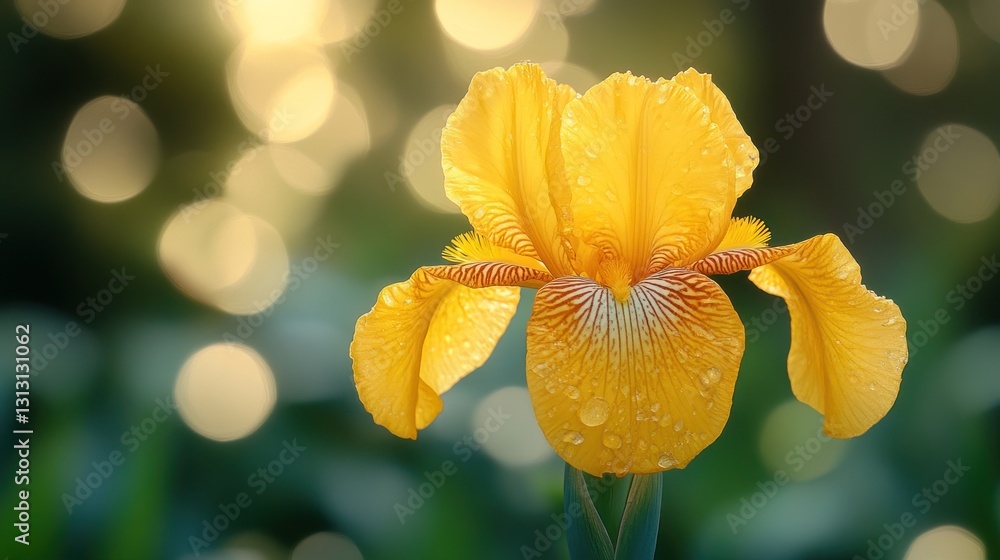 Fototapeta premium Delicate yellow iris flower in soft focus