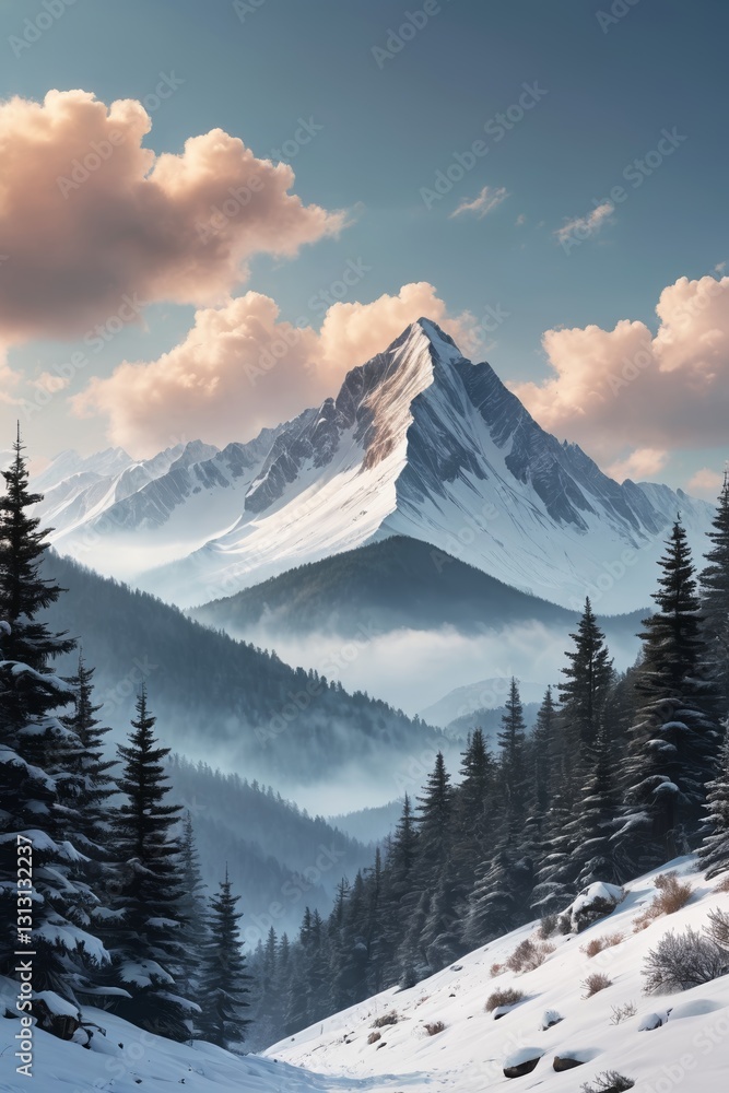 Obraz premium a mountain covered in snow