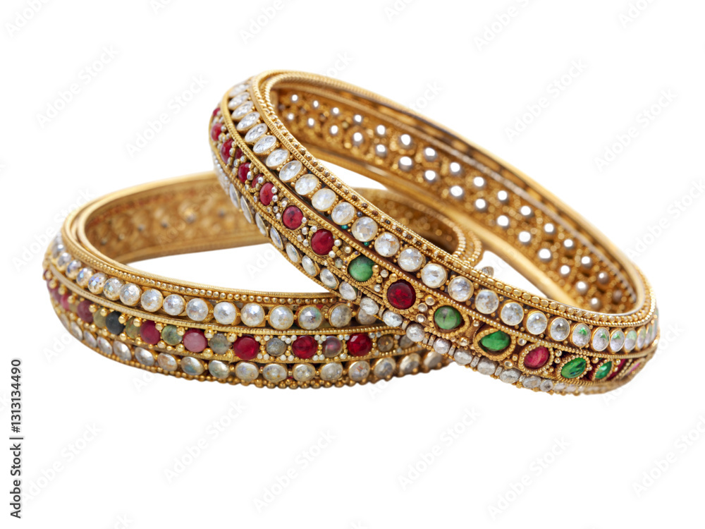 Showcasing elegant indian bangles gemstone jewelry in a colorful artisan market, isolated on white or transparent background Showcasing elegant indian bangles gemstone jewelry in a colorful artisan market, isolated on white or transparent background
