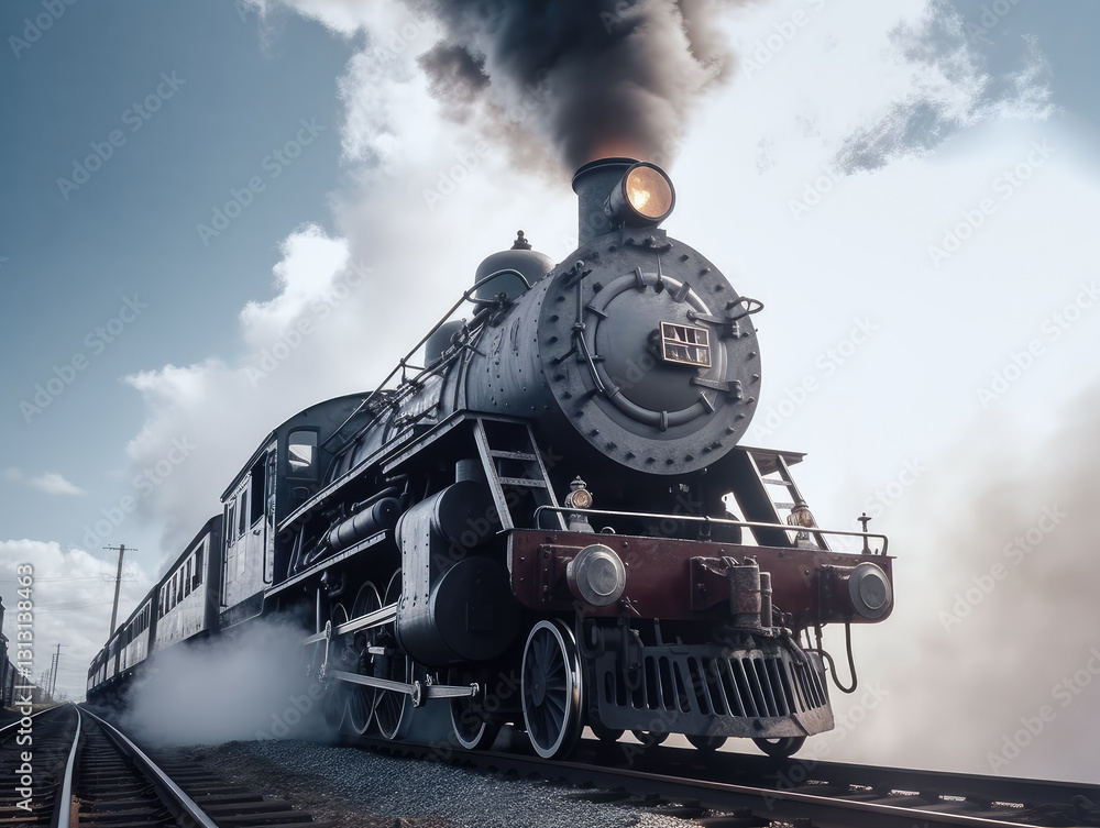 Fototapeta premium Majestic Steam Train on Scenic Railway