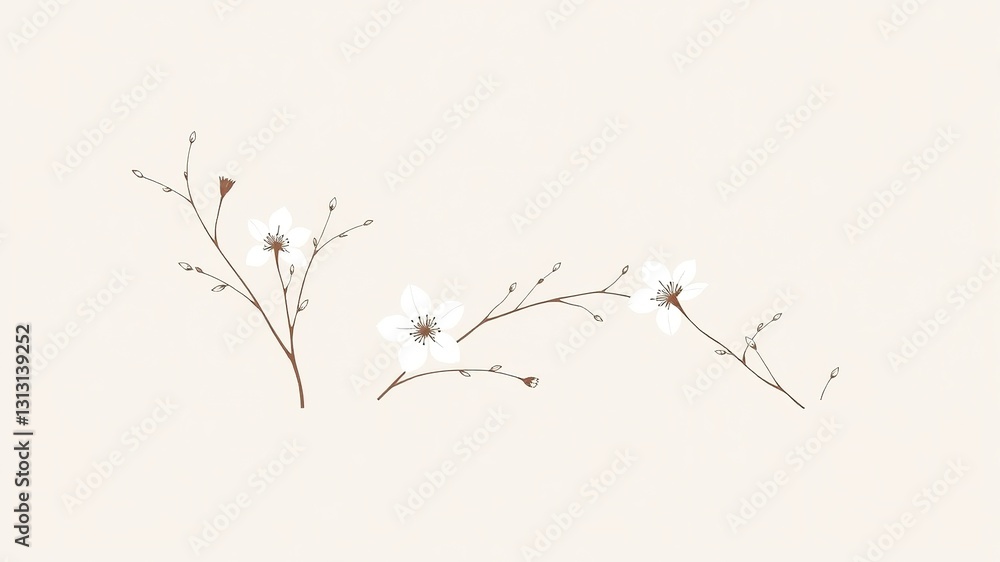 Fototapeta premium Modern Botanical Line Art Prints for Home Decor