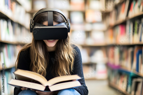 Wallpaper Mural Exploring virtual reality learning library educational experience indoor engaging technology concept Torontodigital.ca