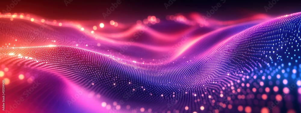 Abstract Digital Waveform: Pink Purple Blue Glowing Particle Landscape Abstract Digital Waveform: Pink Purple Blue Glowing Particle Landscape