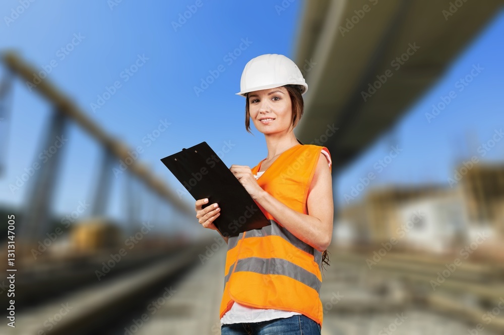 Construction worker plan project at construction site concept Construction worker plan project at construction site concept