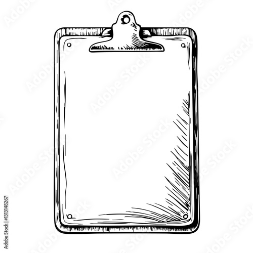 Vintage sketch of a blank clipboard on a white background  