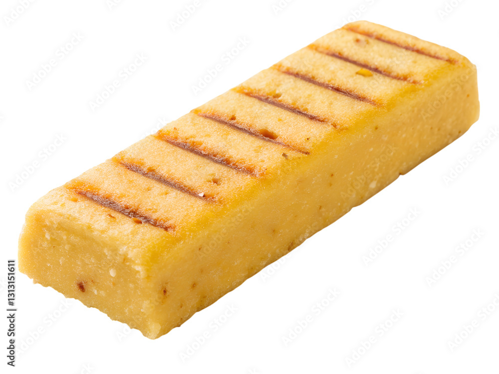 Grilled polenta slice gourmet kitchen food photography rustic setting close-up view, isolated on white or transparent background Grilled polenta slice gourmet kitchen food photography rustic setting close-up view, isolated on white or transparent background