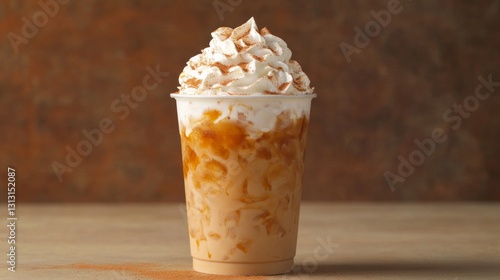 Delicious Iced Coffee Beverage with Whipped Cream and Toppings