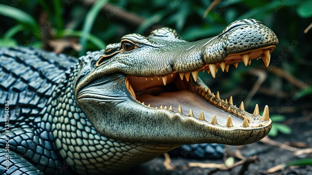 Fototapeta premium Open Jaw Crocodile, Wildlife Close-up