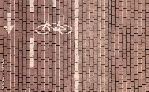 Top view of bicycle lane