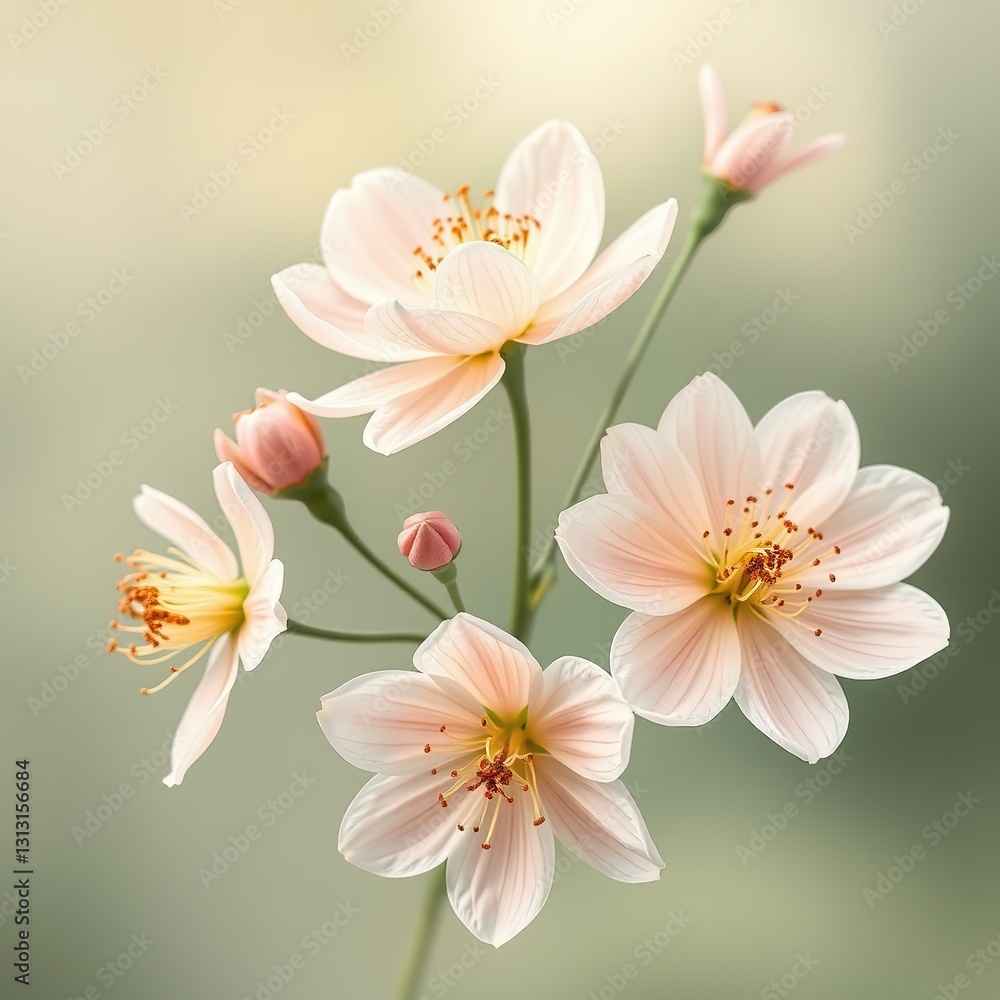 Pastel Blooms - Monoline Art Style Illustration Pastel Blooms - Monoline Art Style Illustration
