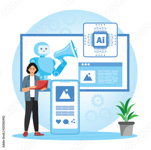 AI enhanced automated customer engagement concept.