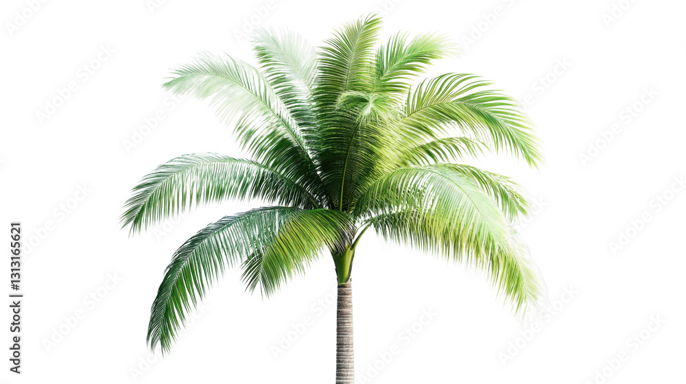 Fototapeta premium Green palm tree swaying in the transparent background