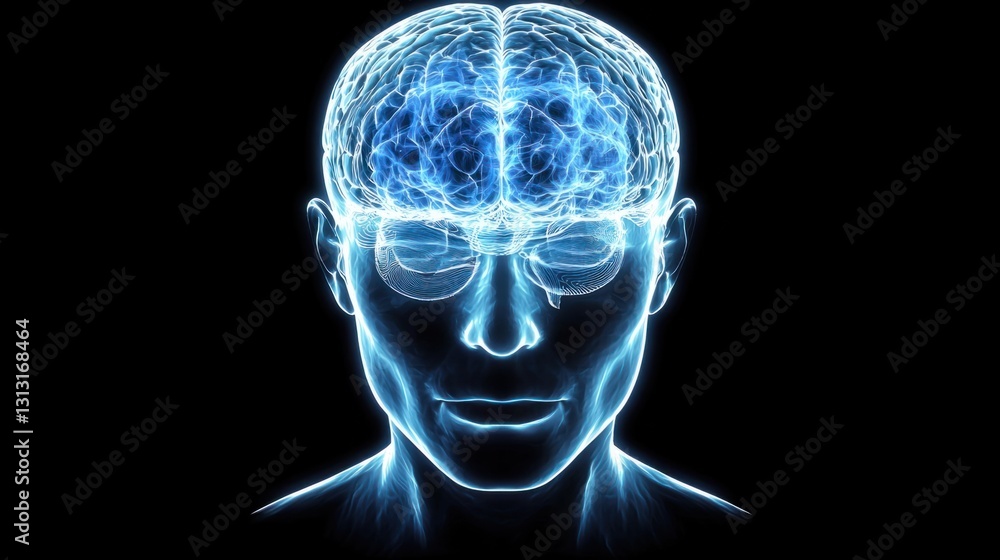 Human Brain Visualization with Abstract Light Effects and Focused Mind Human Brain Visualization with Abstract Light Effects and Focused Mind