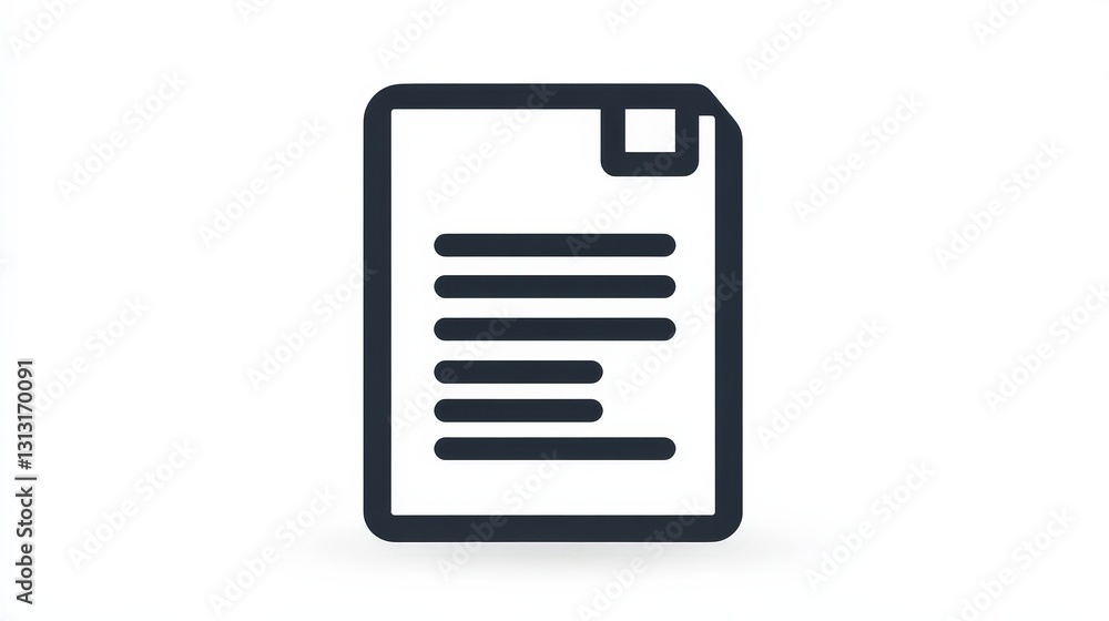 Document Icon: Clean, minimalist illustration of a document icon, the essence of paperwork in a digital age. Ideal for interfaces, presentations, and visual aids. Document Icon: Clean, minimalist illustration of a document icon, the essence of paperwork in a digital age. Ideal for interfaces, presentations, and visual aids.