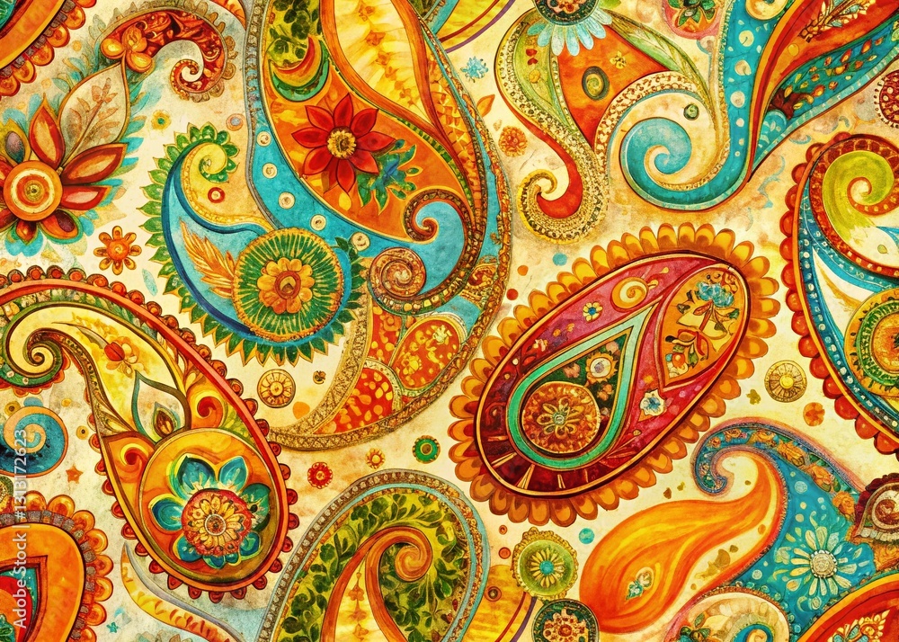 Aerial View Abstract Paisley Summer Wallpaper Pattern Background Aerial View Abstract Paisley Summer Wallpaper Pattern Background