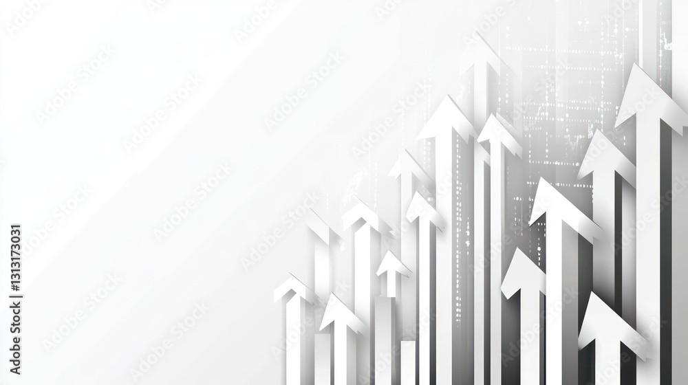 Abstract digital graphic of upward trending arrows Abstract digital graphic of upward trending arrows