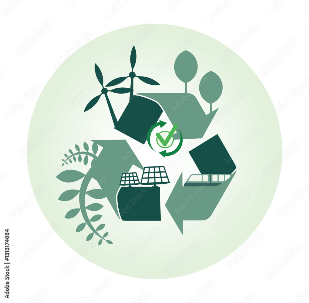 Φωτογραφία Green Energy and Recycling Concept Featuring Renewable Resources and Eco Symbols