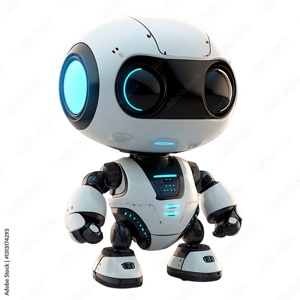 Fluffy 3D Cartoon Robot with Soft Edges and Glowing Isolated on Transparent Background Fluffy 3D Cartoon Robot with Soft Edges and Glowing Isolated on Transparent Background
