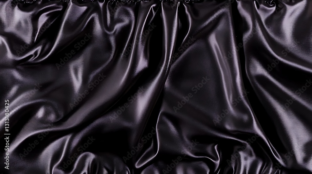 Fototapeta premium Draped Black Silk Fabric, Luxurious Texture, Elegant Waves