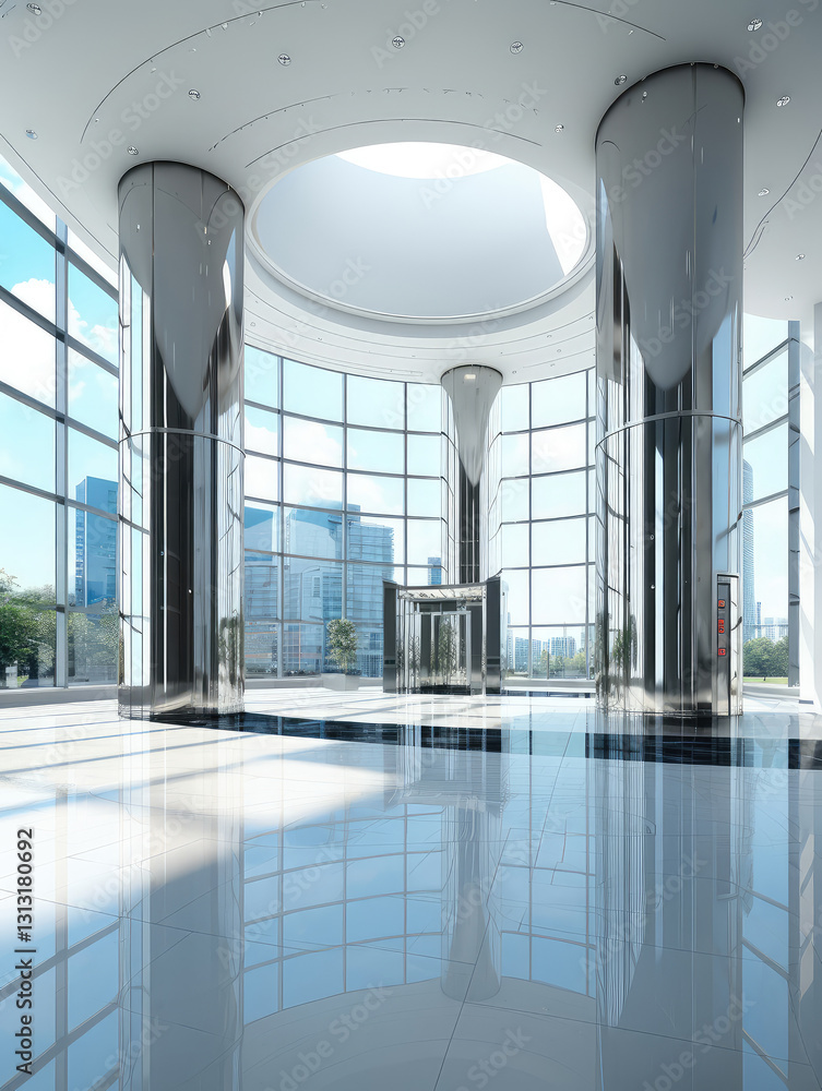 Fototapeta premium Spacious and Bright Corporate Building Entrance