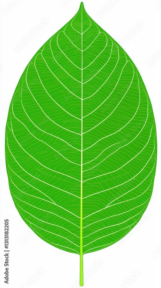 Green leaf detail showing veins. Possible use botany, illustration Green leaf detail showing veins. Possible use botany, illustration