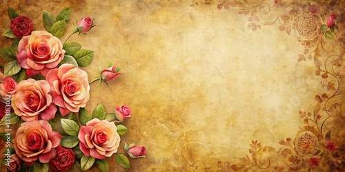 Aged Paper Valentine's Day Background with Subtle Floral Pattern - Romantic Theme