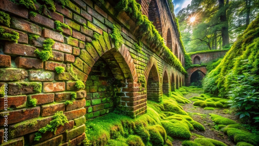 Naklejka premium Ancient Mossy Brick Ruins - Long Exposure Photography