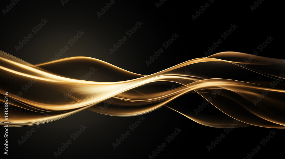 Golden wave lines flowing on a black background, showcasing luxury and motion, perfect for high-end designs. Golden wave lines flowing on a black background, showcasing luxury and motion, perfect for high-end designs.