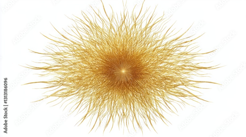 Golden Abstract Burst with Radiating Hair-Like Elements and Texture Golden Abstract Burst with Radiating Hair-Like Elements and Texture