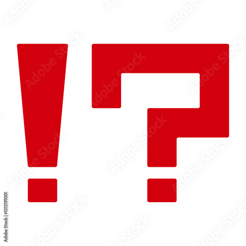 カクカクした驚きマークのイラスト　赤