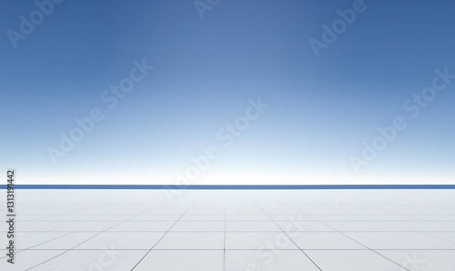 Serene Horizon Over Endless Blue Sky with Soft Gradient and Calm Serenity