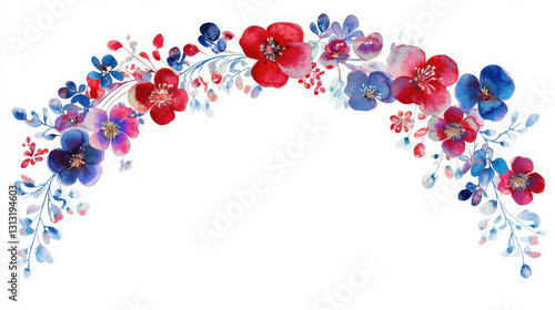 watercolour clipart vector an arch of florals framing them from underneath white background 