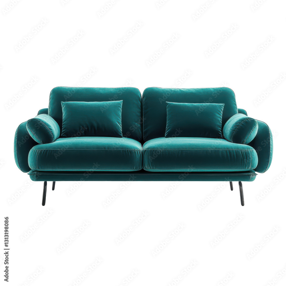 modern teal velvet sofa with plush cushions and sleek black legs, perfect for contemporary living spaces. luxurious fabric and elegant design add touch of sophistication to any room modern teal velvet sofa with plush cushions and sleek black legs, perfect for contemporary living spaces. luxurious fabric and elegant design add touch of sophistication to any room