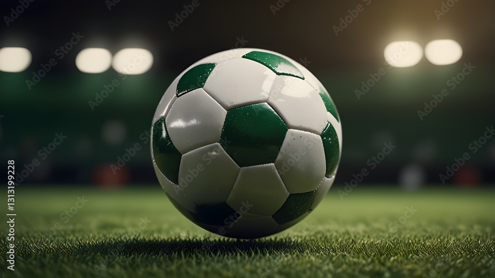 Obraz premium Close-Up of a Soccer Ball: The Heart of the Game on a Lush Green Pitch