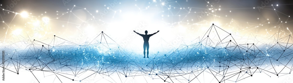 Fototapeta premium Freedom figure abstract tech, connectivity background, network for marketing